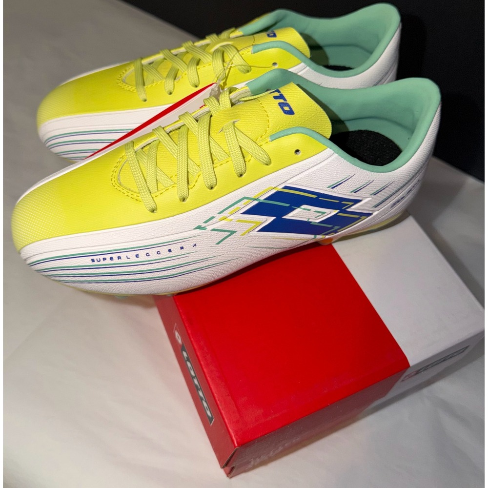 Lotto Soccer Cleats Child 3.5 White Lime Superleggera Solista 700 VI FG - Picture 2 of 6
